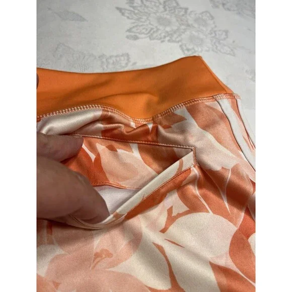 Adidas Floral Peachy Sleeveless Polo Shirt Sz M; Skort Sz S Golf Tennis Athletic
